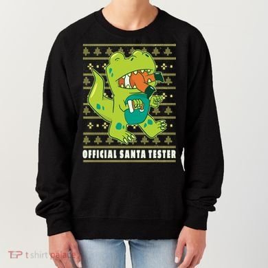 Official Santa Tester Dino Ugly Christmas Women's Sweatshirt