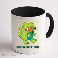 Official Santa Tester Dino Ugly Christmas Coffee Mug thumb 1