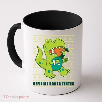 Official Santa Tester Dino Ugly Christmas Coffee Mug