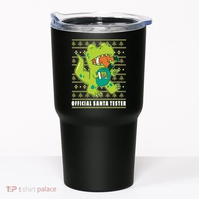Official Santa Tester Dino Ugly Christmas Tumbler