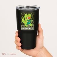 Official Santa Tester Dino Ugly Christmas Tumbler thumb 2