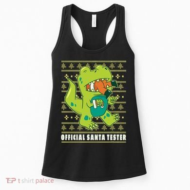 Official Santa Tester Dino Ugly Christmas Women's Tank Top