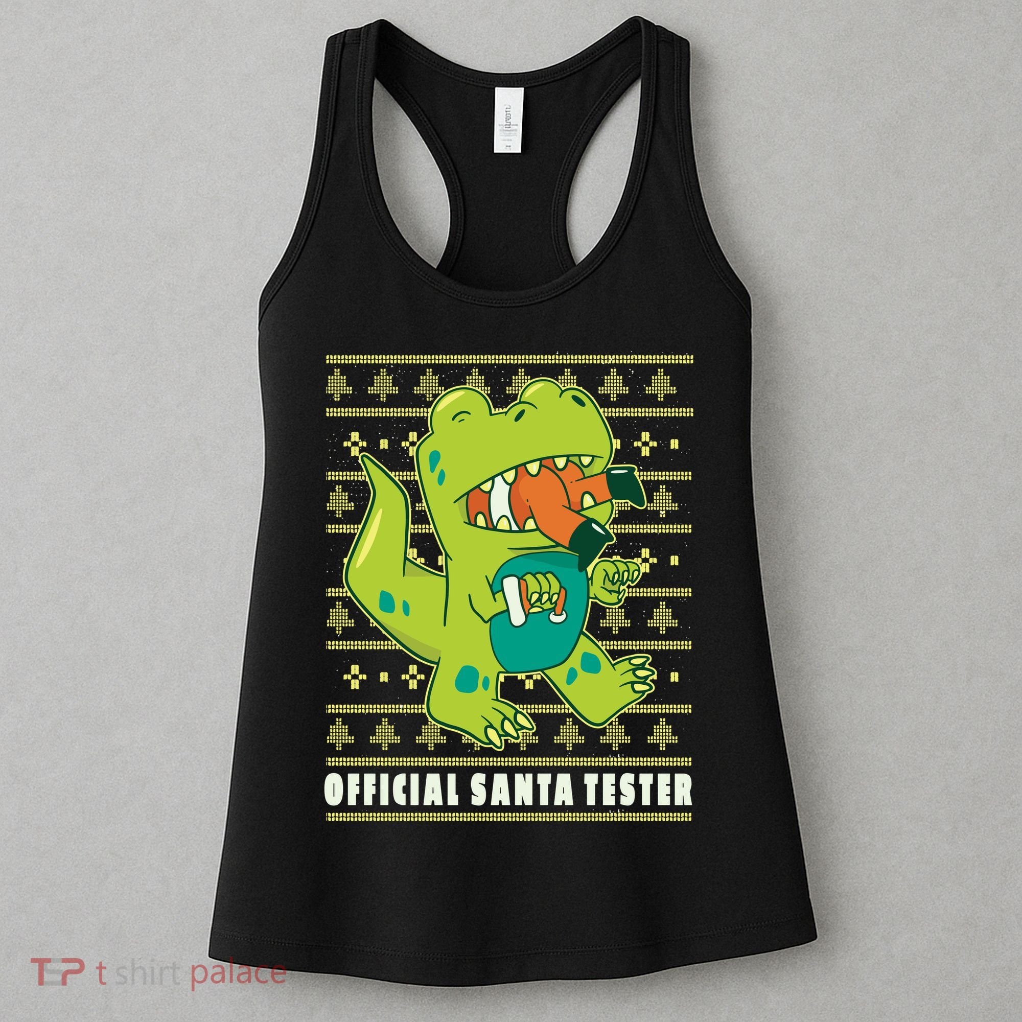 Official Santa Tester Dino Ugly Christmas Women's Tank Top