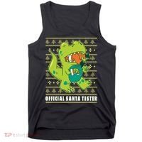 Official Santa Tester Dino Ugly Christmas Tank Top thumb 0