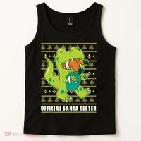 Official Santa Tester Dino Ugly Christmas Tank Top thumb 2