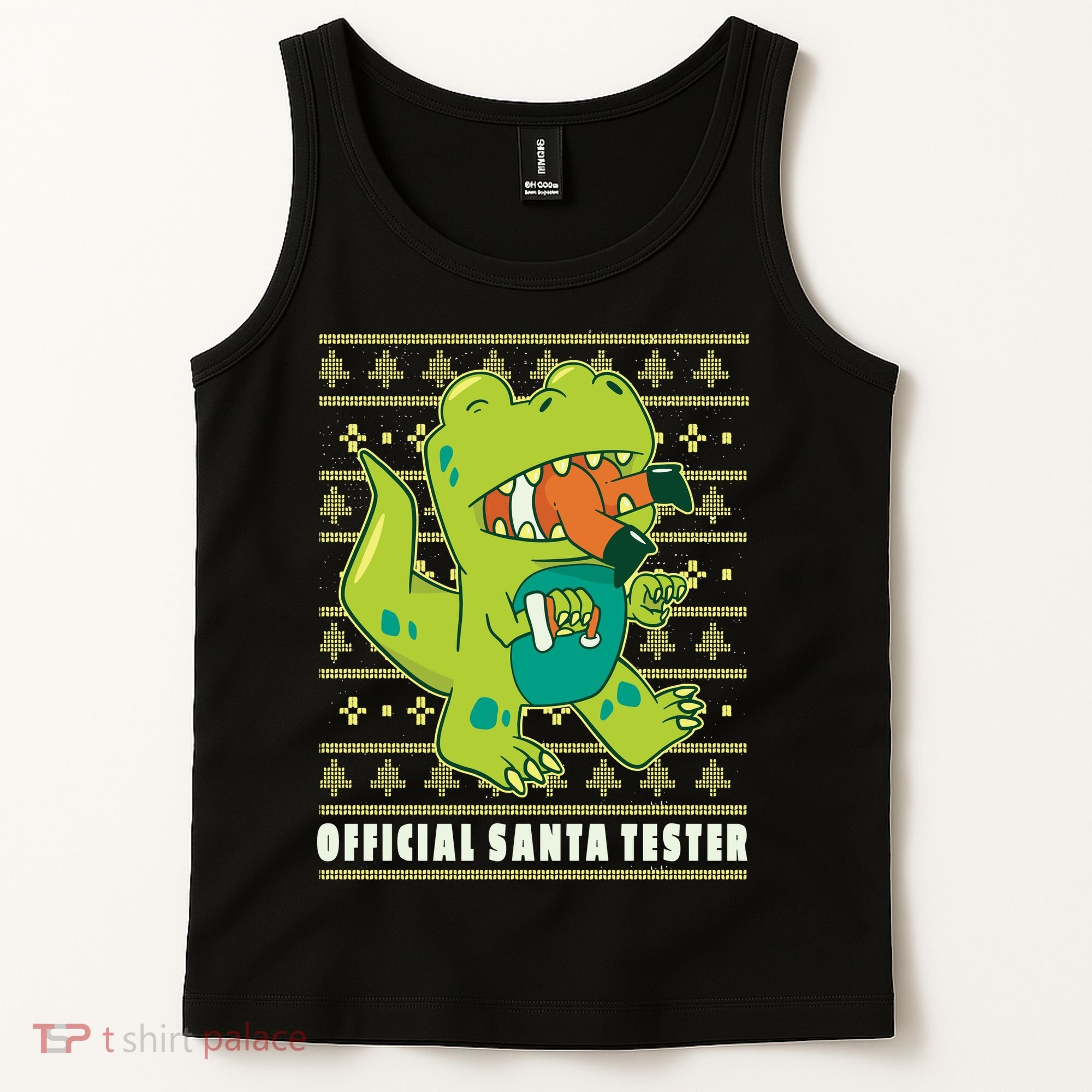 Official Santa Tester Dino Ugly Christmas Tank Top
