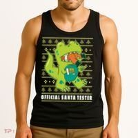 Official Santa Tester Dino Ugly Christmas Tank Top thumb 3