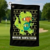 Official Santa Tester Dino Ugly Christmas Golf Towel thumb 1