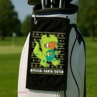 Official Santa Tester Dino Ugly Christmas Golf Towel thumb 2