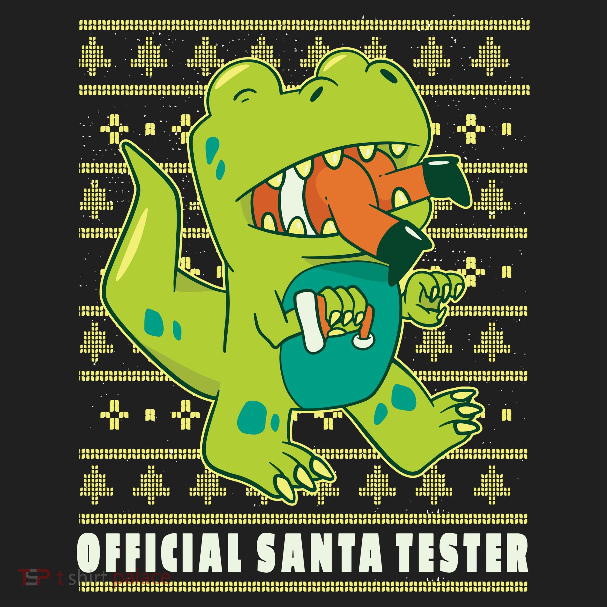 Official Santa Tester Dino Ugly Christmas Golf Towel