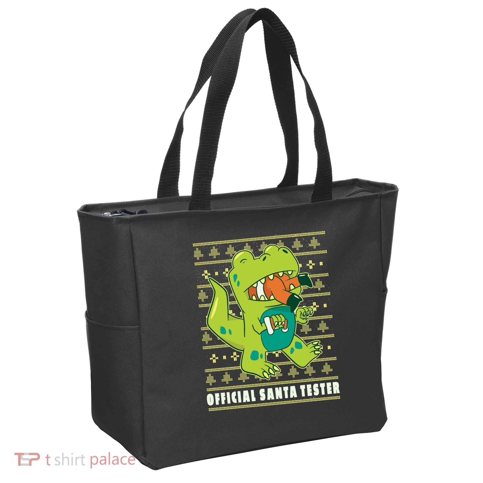 Official Santa Tester Dino Ugly Christmas Tote Bag