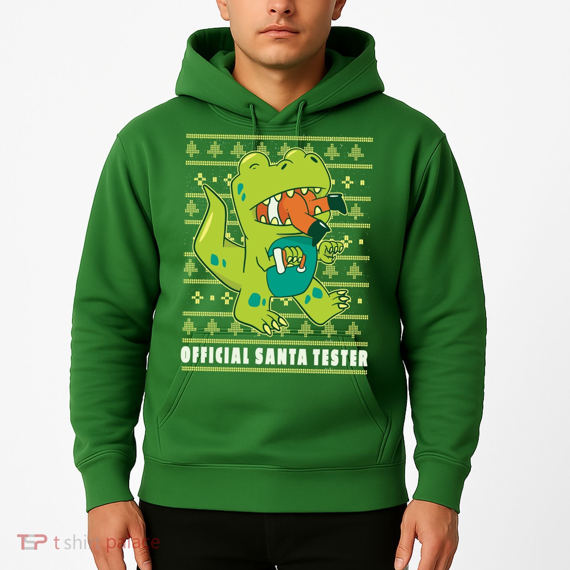 Official Santa Tester Dino Ugly Christmas Hoodie