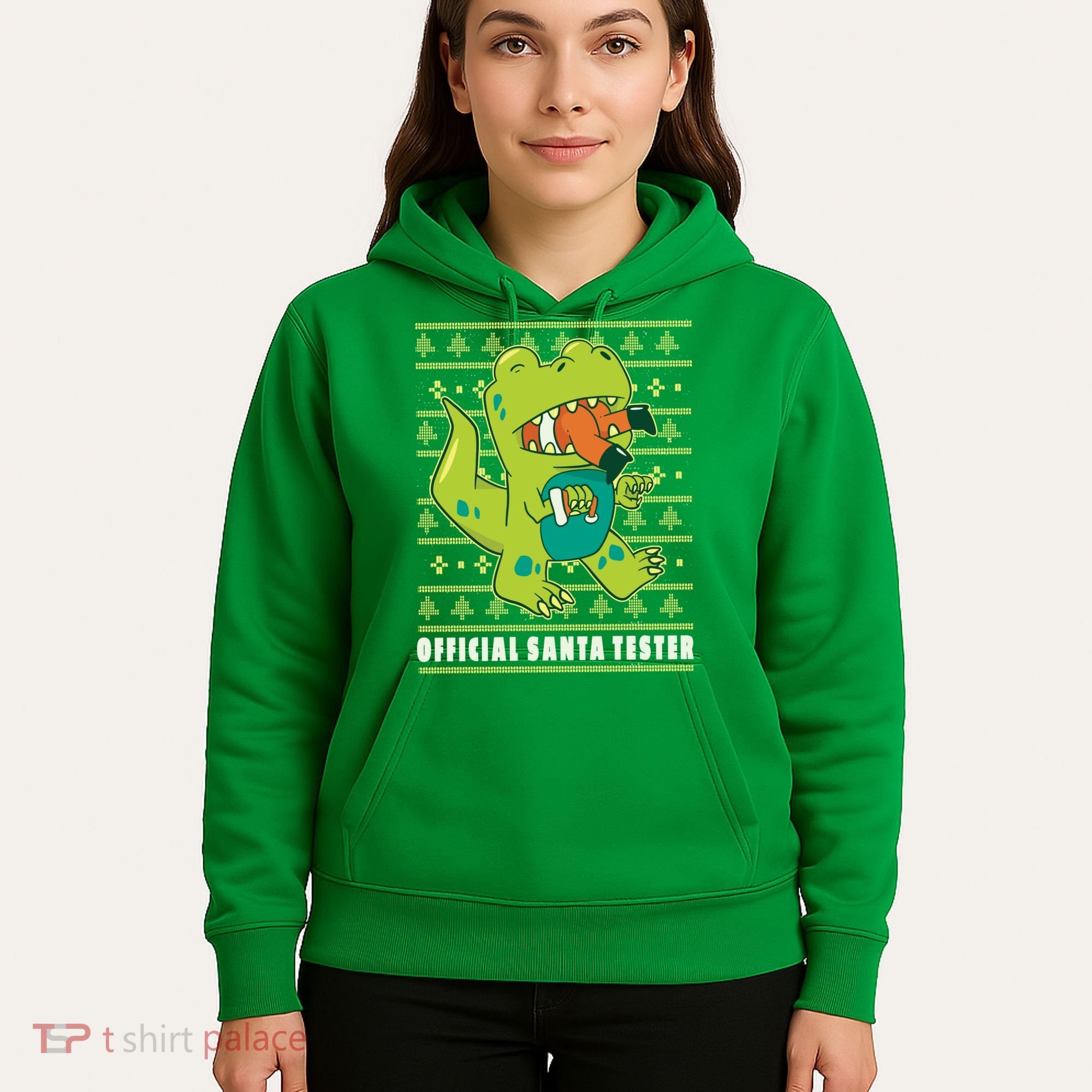 Official Santa Tester Dino Ugly Christmas Hoodie