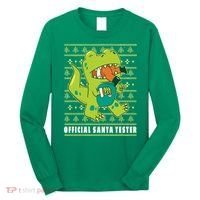Official Santa Tester Dino Ugly Christmas Long Sleeve Shirt thumb 0