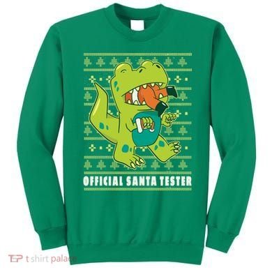 Official Santa Tester Dino Ugly Christmas Sweatshirt