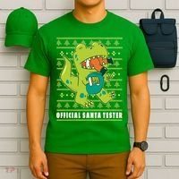 Official Santa Tester Dino Ugly Christmas T-Shirt thumb 6