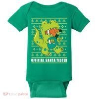 Official Santa Tester Dino Ugly Christmas Baby Bodysuit thumb 0