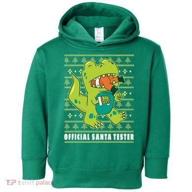Official Santa Tester Dino Ugly Christmas Toddler Hoodie