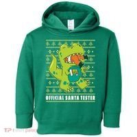 Official Santa Tester Dino Ugly Christmas Toddler Hoodie thumb 0