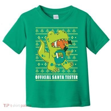 Official Santa Tester Dino Ugly Christmas Toddler T-Shirt
