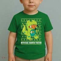 Official Santa Tester Dino Ugly Christmas Toddler T-Shirt thumb 2