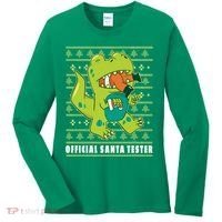 Official Santa Tester Dino Ugly Christmas Women's Long Sleeve Shirt thumb 0