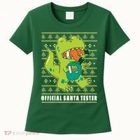 Official Santa Tester Dino Ugly Christmas Women's T-Shirt thumb 0