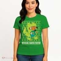 Official Santa Tester Dino Ugly Christmas Women's T-Shirt thumb 4