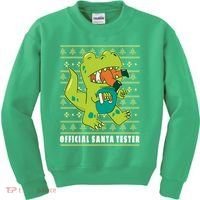 Official Santa Tester Dino Ugly Christmas Kids Sweatshirt thumb 0