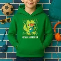 Official Santa Tester Dino Ugly Christmas Kids Hoodie thumb 2