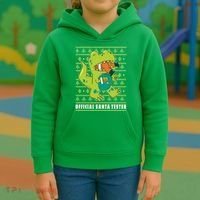 Official Santa Tester Dino Ugly Christmas Kids Hoodie thumb 3