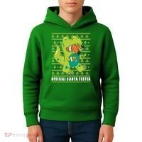 Official Santa Tester Dino Ugly Christmas Kids Hoodie thumb 4