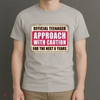 Official Teenager Approach With Caution T-Shirt thumb 3