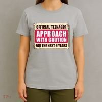 Official Teenager Approach With Caution T-Shirt thumb 4