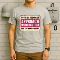 Official Teenager Approach With Caution T-Shirt thumb 6