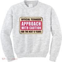 Official Teenager Approach With Caution Kids Sweatshirt thumb 0
