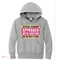 Official Teenager Approach With Caution Kids Hoodie thumb 0