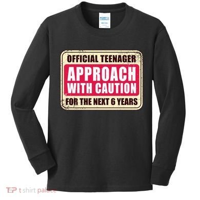 Official Teenager Approach With Caution Kids Long Sleeve Shirt