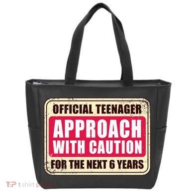 Official Teenager Approach With Caution Tote Bag