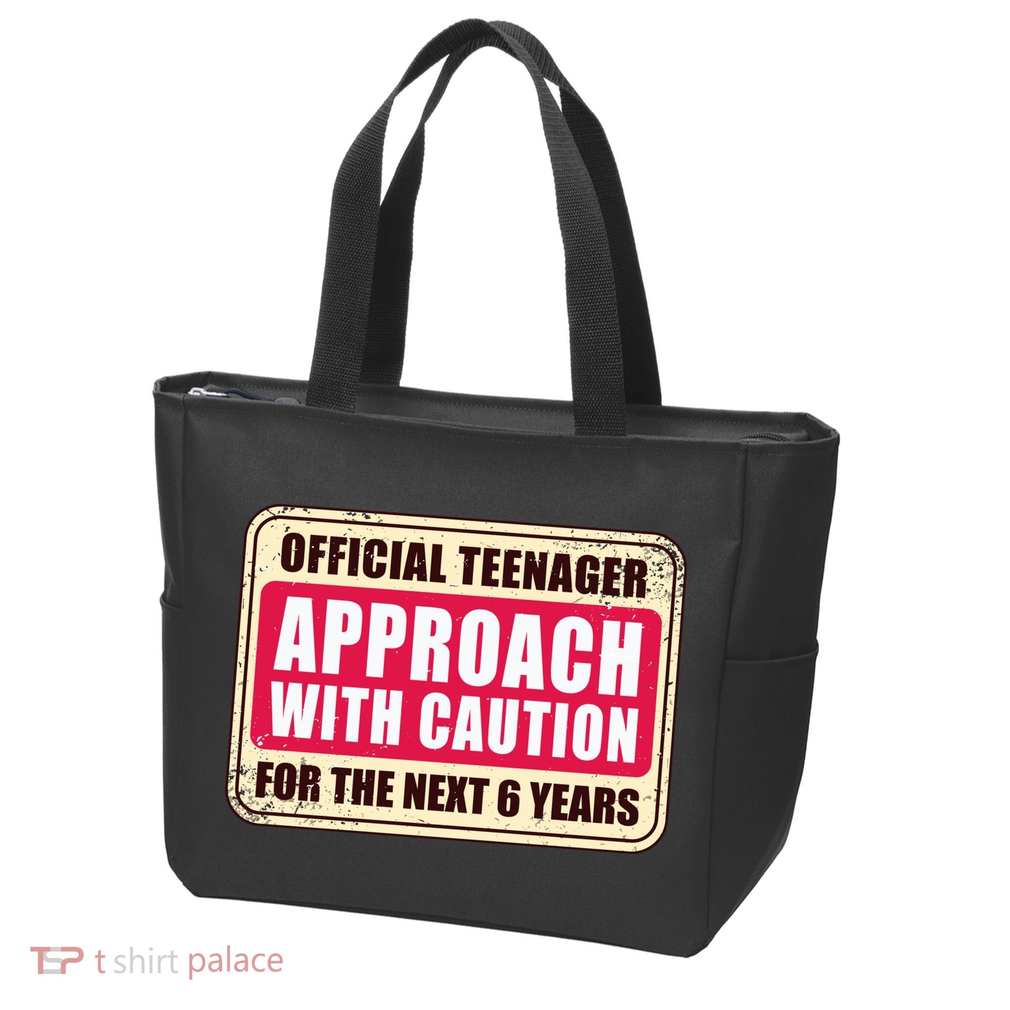 Official Teenager Approach With Caution Tote Bag