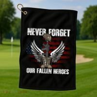 Our Fallen Heroes Veterans Memorial Day Partiotic Military Golf Towel thumb 1