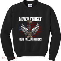 Our Fallen Heroes Veterans Memorial Day Partiotic Military Kids Sweatshirt thumb 0