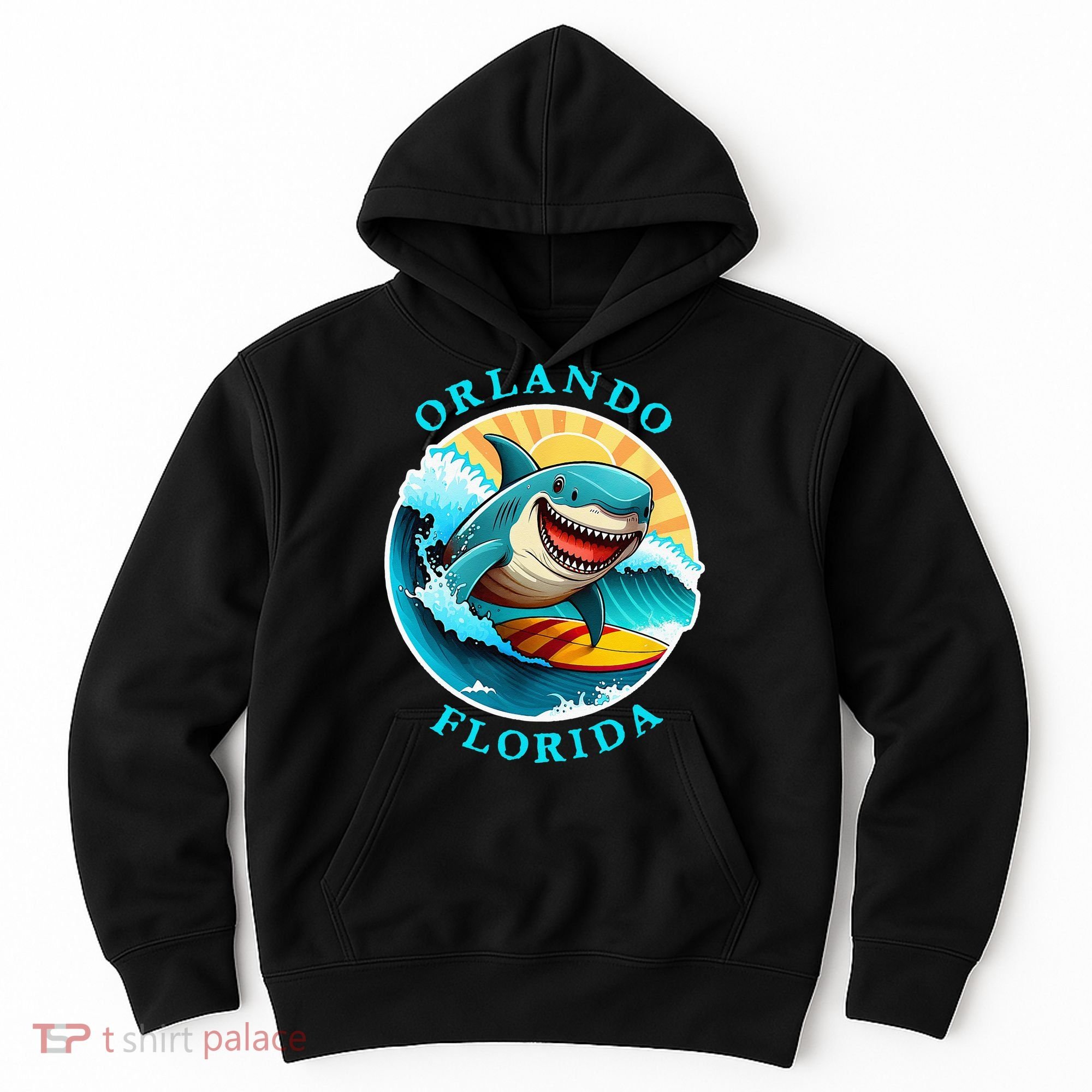 Orlando Florida Happy Surfing Shark Souvenir Hoodie