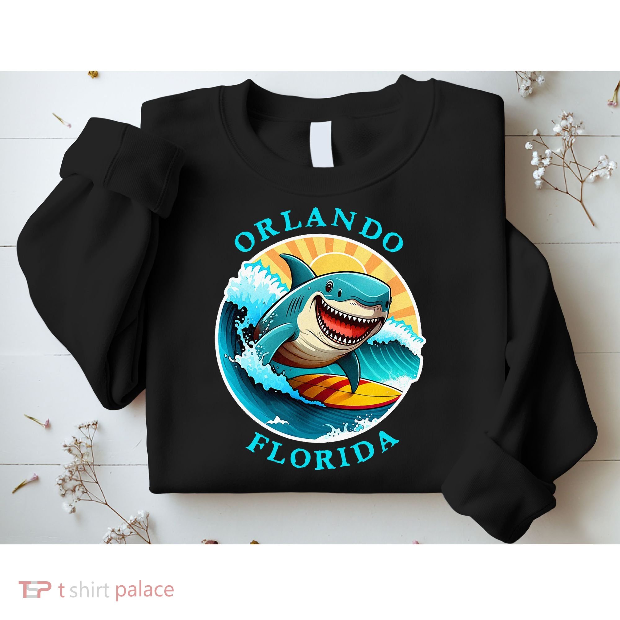 Orlando Florida Happy Surfing Shark Souvenir Sweatshirt