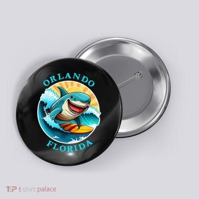 Orlando Florida Happy Surfing Shark Souvenir Button