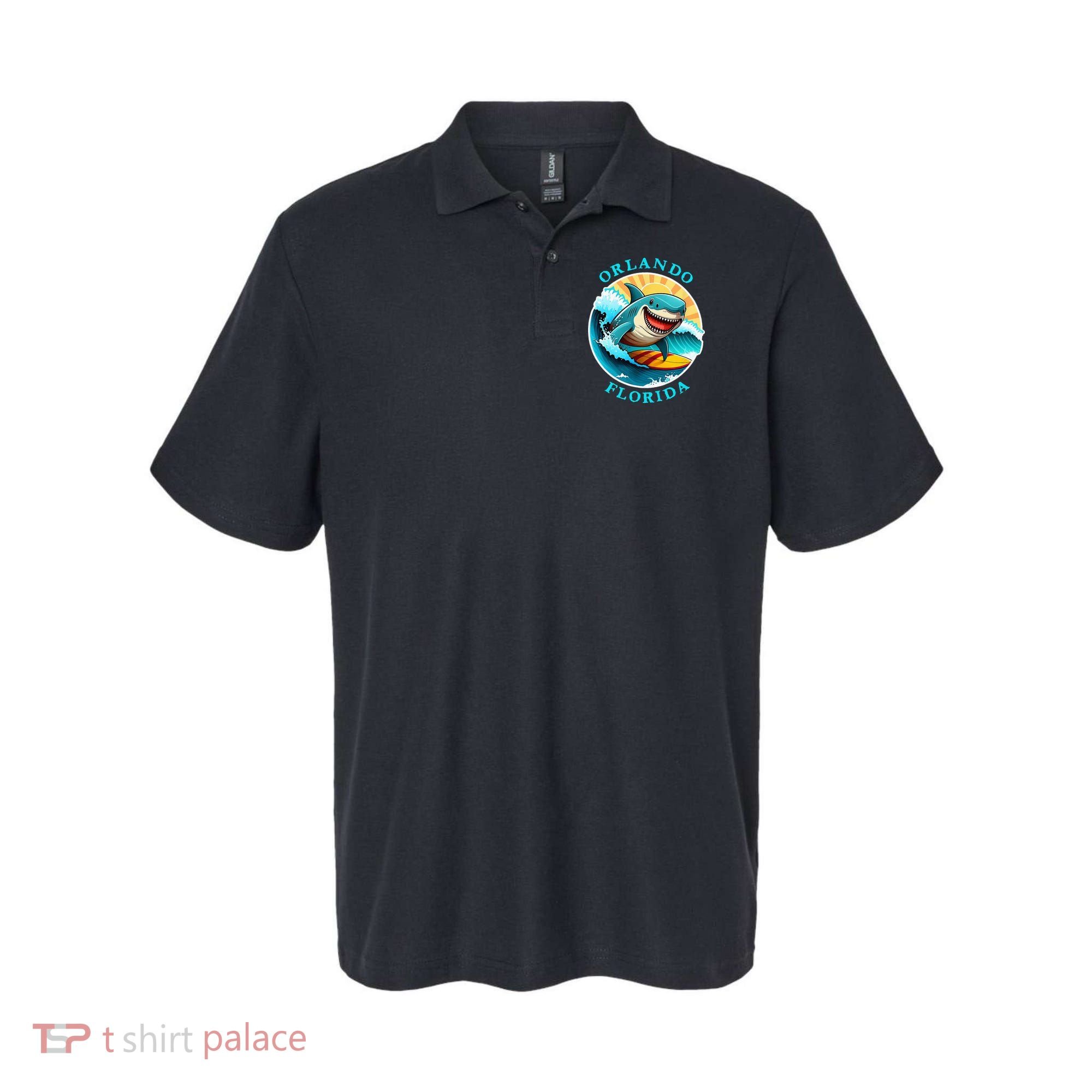 Orlando Florida Happy Surfing Shark Souvenir Polo