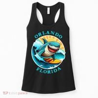 Orlando Florida Happy Surfing Shark Souvenir Women's Tank Top thumb 0