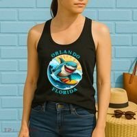 Orlando Florida Happy Surfing Shark Souvenir Women's Tank Top thumb 2