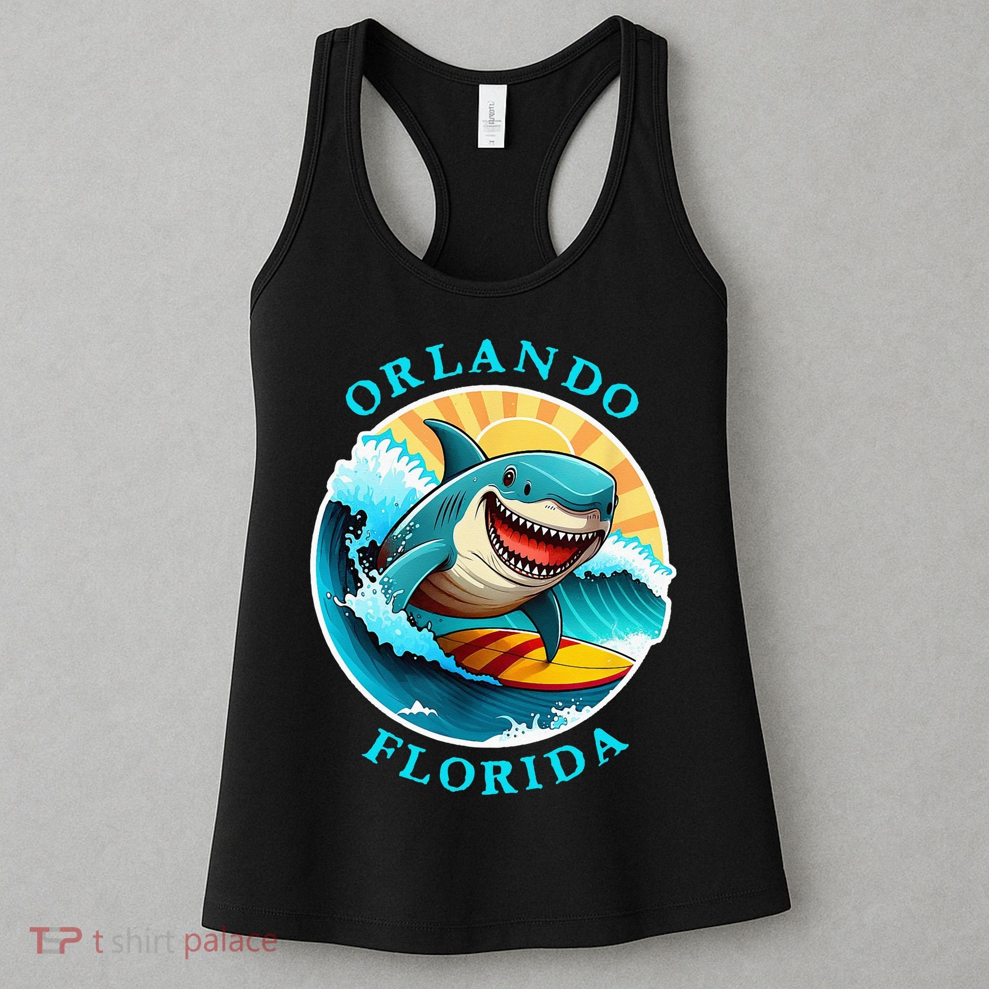 Orlando Florida Happy Surfing Shark Souvenir Women's Tank Top