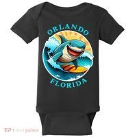Orlando Florida Happy Surfing Shark Souvenir Baby Bodysuit thumb 0